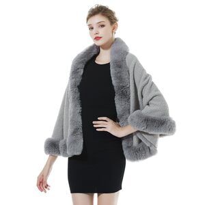 4688 Faux Fur Shawl Wrap Bridesmaids Stole Lambs Wool Bridal Cape Shrug